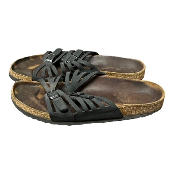 Birkenstock Sandals Women's 11 Narrow Men's 9 Granada Birkibuc Strap Black - Picture 2 of 5